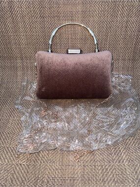 Ethnic Indian Wear Brown Evening Clutch with Gold Chain